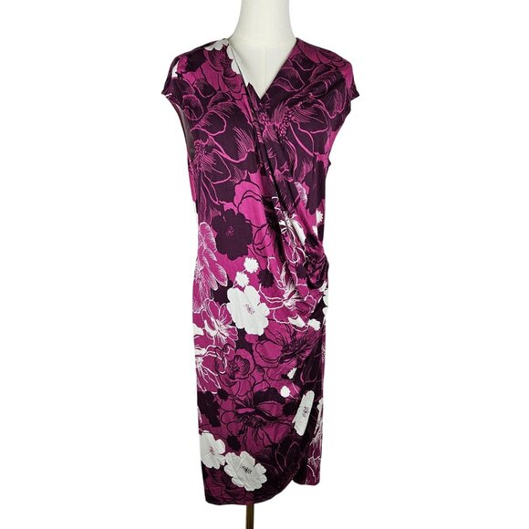 Tommy Bahama Dress Size XL Foral Purple Sleeveless Faux Wrap Tropical - Picture 1 of 9